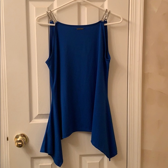 Michael Kors blue chain strapped flowy tank top - Picture 5 of 7
